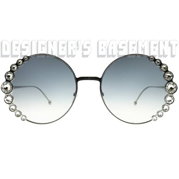 FENDI ruthenium RIBBONS AND CRYSTALS dark gray round gradient FF0324S Sunglasses main image 6